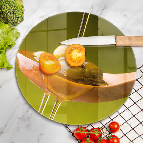 Glass worktop saver Oliwa and olives