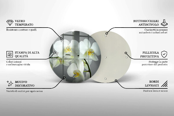 Glass worktop saver White orchid flowers