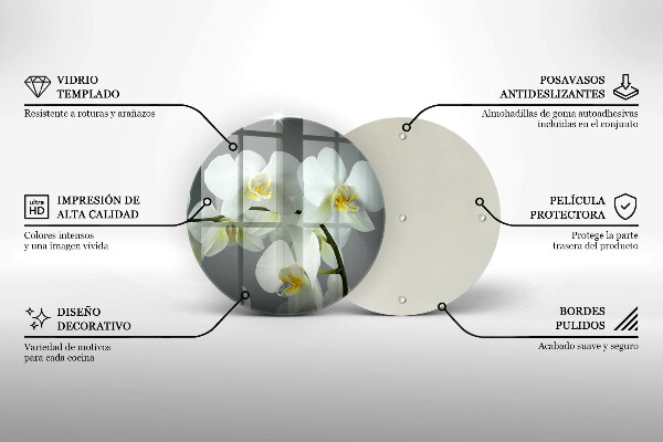 Glass worktop saver White orchid flowers