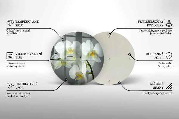 Glass worktop saver White orchid flowers