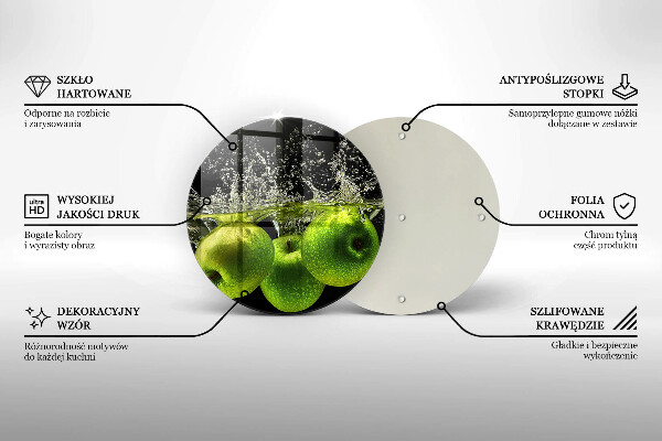 Glass worktop protector Green apples and water