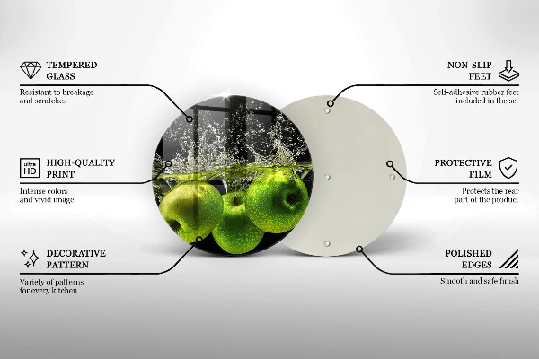 Glass worktop protector Green apples and water