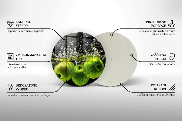 Glass worktop protector Green apples and water