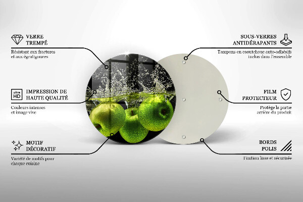 Glass worktop protector Green apples and water