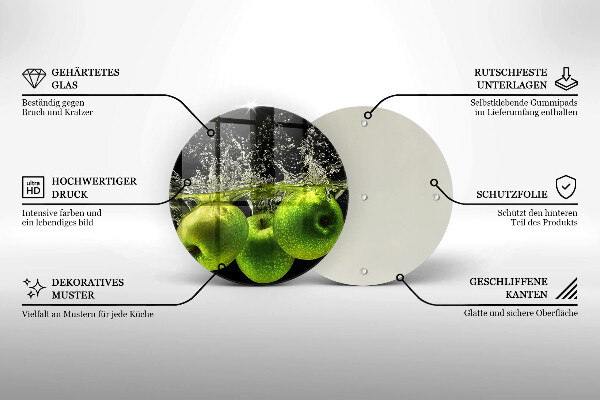 Glass worktop protector Green apples and water