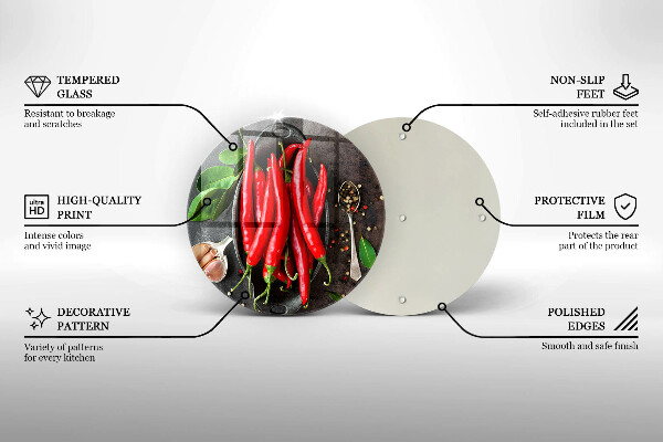 Glass worktop protector Red chili peppers