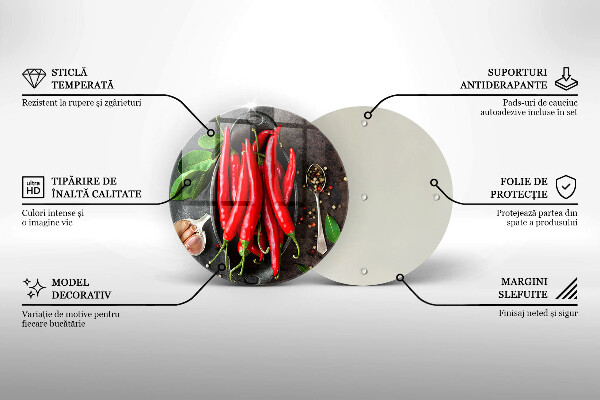 Glass worktop protector Red chili peppers