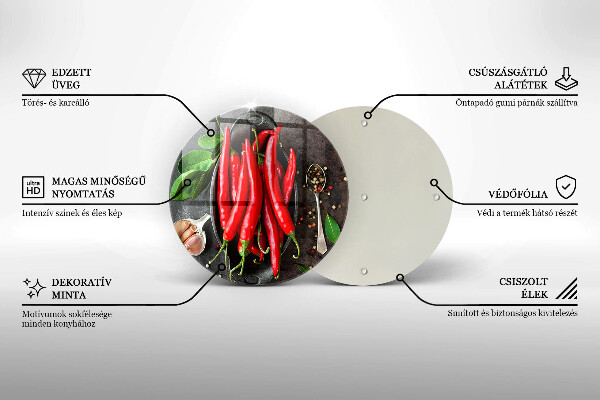 Glass worktop protector Red chili peppers