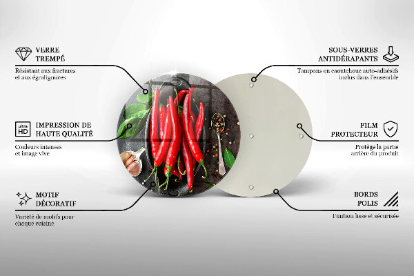 Glass worktop protector Red chili peppers