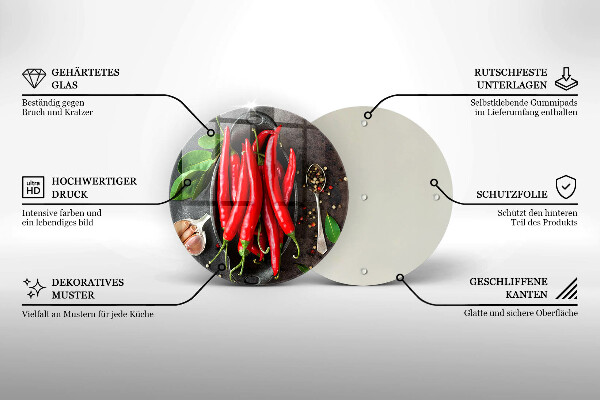 Glass worktop protector Red chili peppers