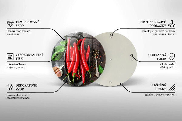 Glass worktop protector Red chili peppers