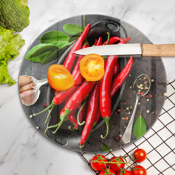 Glass worktop protector Red chili peppers