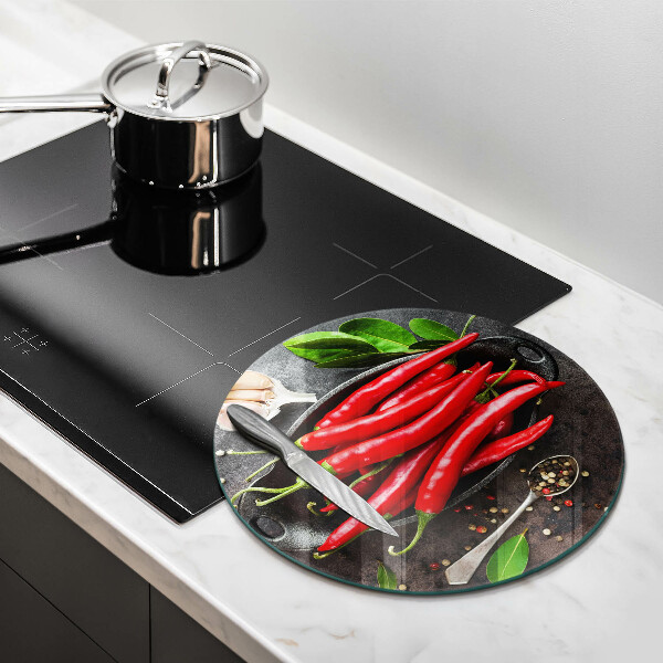 Glass worktop protector Red chili peppers