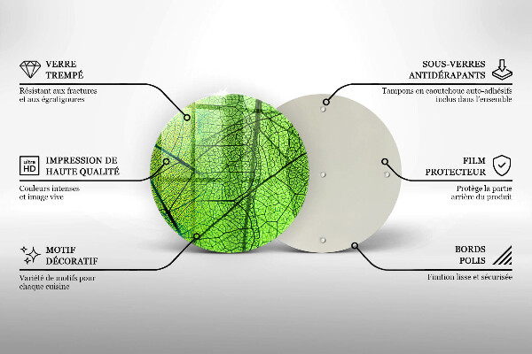 Glass worktop protector Natura leaves