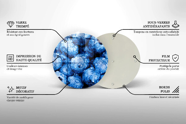 Glass worktop protector Juicy blueberries
