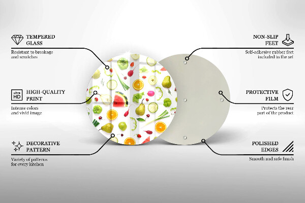 Glass worktop protector Fruit and vegetables pattern