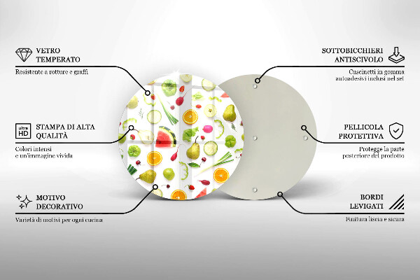 Glass worktop protector Fruit and vegetables pattern