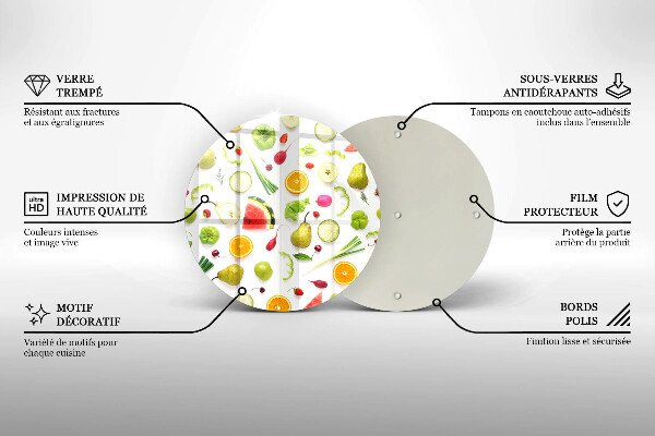 Glass worktop protector Fruit and vegetables pattern