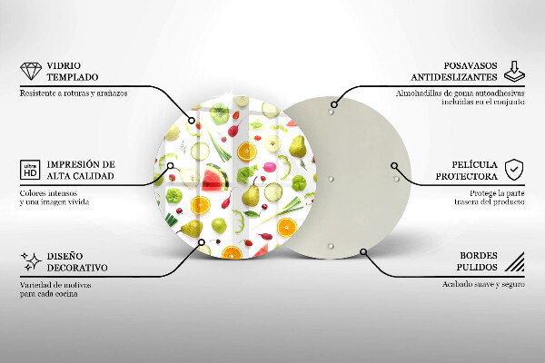 Glass worktop protector Fruit and vegetables pattern