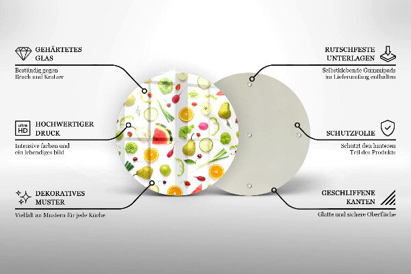 Glass worktop protector Fruit and vegetables pattern