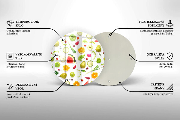 Glass worktop protector Fruit and vegetables pattern