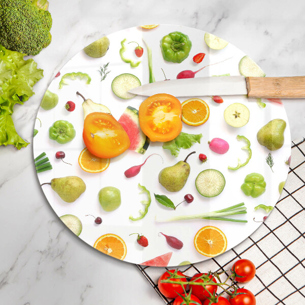 Glass worktop protector Fruit and vegetables pattern