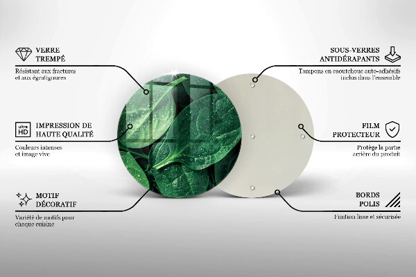 Glass worktop protector Basil leaves