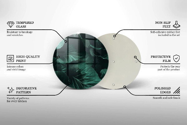 Glass worktop protector Wild dark leaves