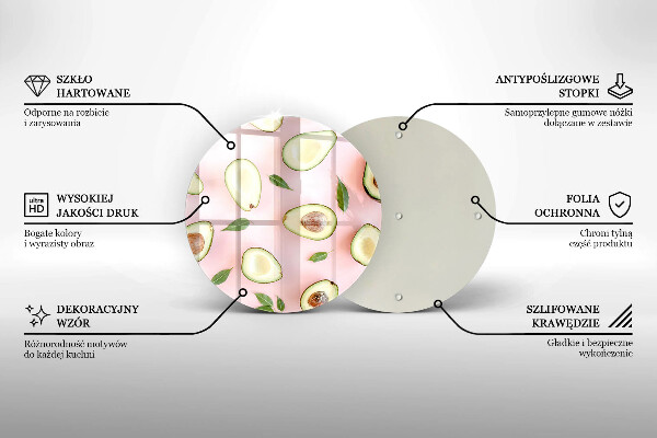 Chopping board glass Avocado pattern