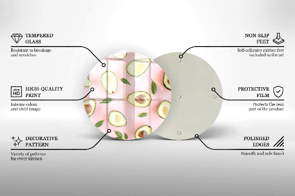 Chopping board glass Avocado pattern