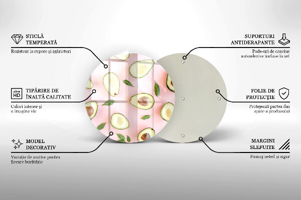 Chopping board glass Avocado pattern