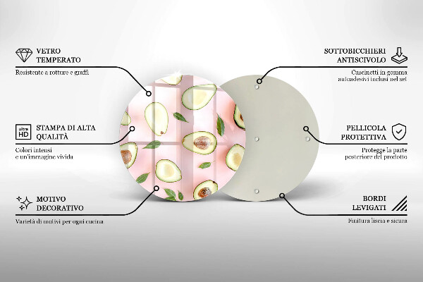 Chopping board glass Avocado pattern