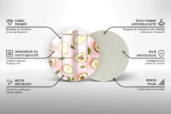 Chopping board glass Avocado pattern