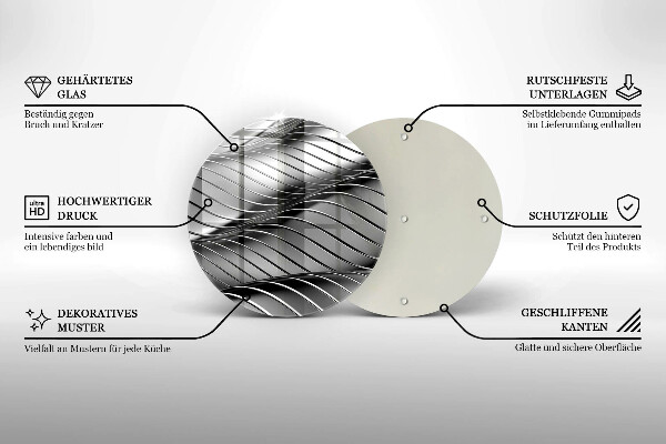 Glass worktop protector 3D metal structure