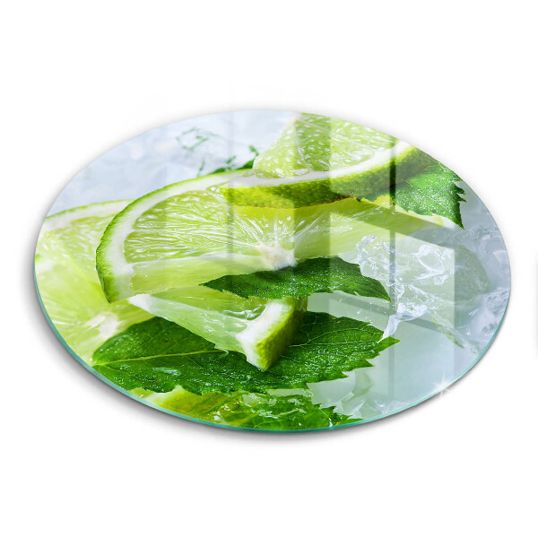 Chopping board glass Lime mint and ice