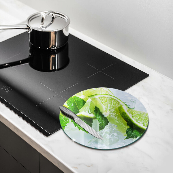 Chopping board glass Lime mint and ice