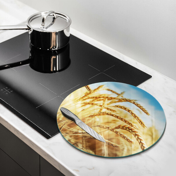 Chopping board glass Cereals in the field