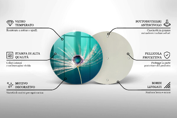 Cutting board Dew on a dandelion