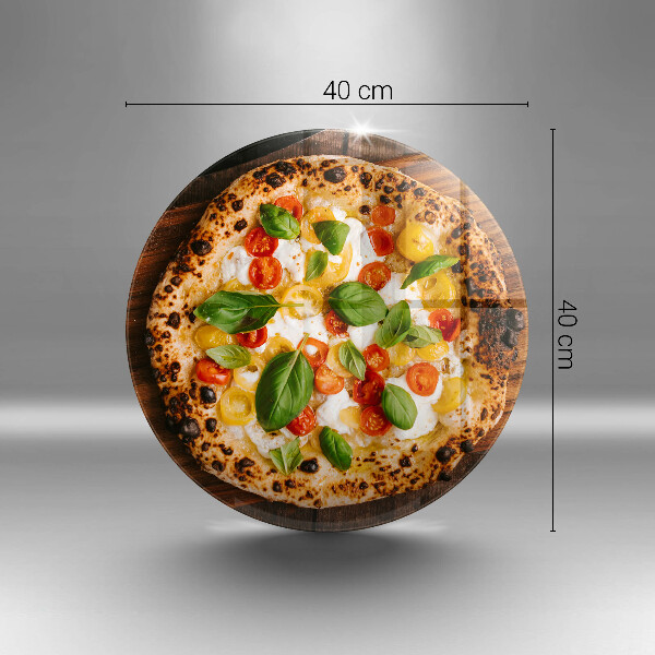 Chopping board glass Italian pizza