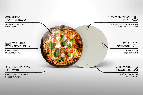 Chopping board glass Italian pizza