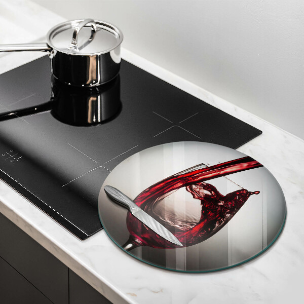 Chopping board Glass and red wine
