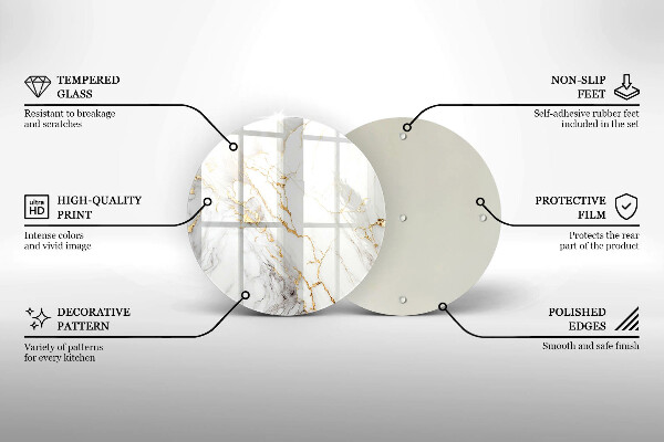 Cutting board Light marble with gold