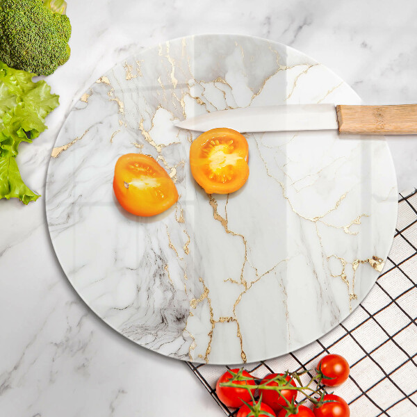 Cutting board Light marble with gold