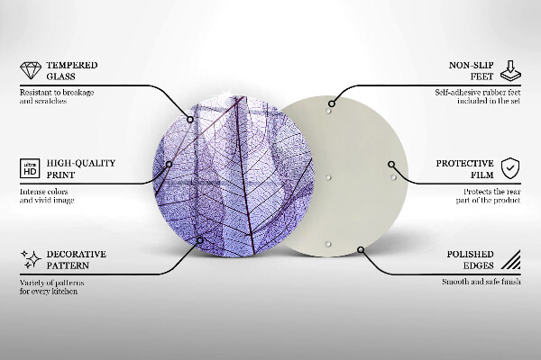 Glass cutting board Leaves with veins