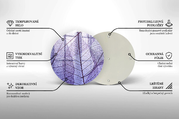 Glass cutting board Leaves with veins