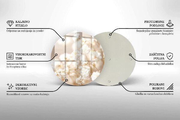 Kitchen worktop protector Delicate white flowers