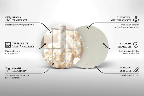 Kitchen worktop protector Delicate white flowers