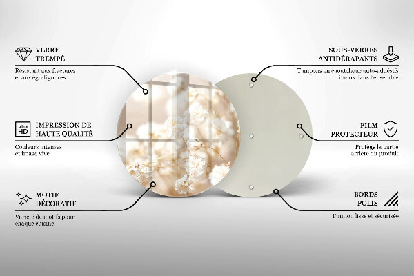 Kitchen worktop protector Delicate white flowers