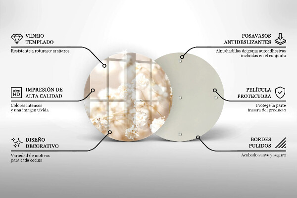 Kitchen worktop protector Delicate white flowers