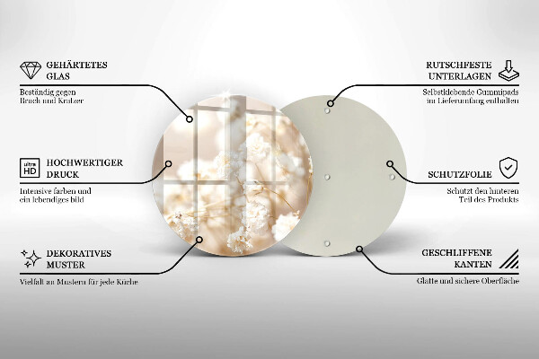 Kitchen worktop protector Delicate white flowers